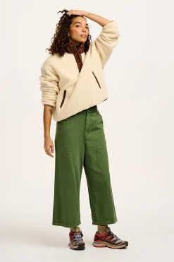 Lucy & Yak Halston - Wide leg Cotton & Hemp Trousers in Highland Green Hot