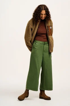 Lucy & Yak Halston - Wide leg Cotton & Hemp Trousers in Highland Green Hot