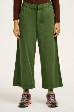 Lucy & Yak Halston - Wide leg Cotton & Hemp Trousers in Highland Green Hot