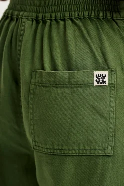 Lucy & Yak Halston - Wide leg Cotton & Hemp Trousers in Highland Green Hot