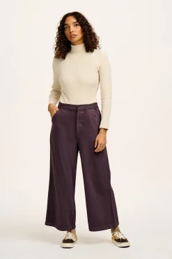 Lucy & Yak Halston - Wide leg Cotton & Hemp Trousers in Plum Perfect Purple Discount