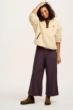 Lucy & Yak Halston - Wide leg Cotton & Hemp Trousers in Plum Perfect Purple Discount