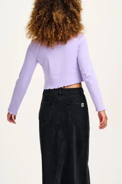 Lucy & Yak Hansel - Long Sleeve Cotton Top in Lilac Discount