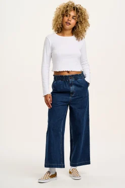 Lucy & Yak Hansel - Long Sleeve Cotton Top in White Online