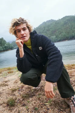 Lucy & Yak Harper - Borg Fleece Jacket in Black Outlet