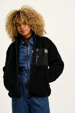 Lucy & Yak Harper - Borg Fleece Jacket in Black Outlet
