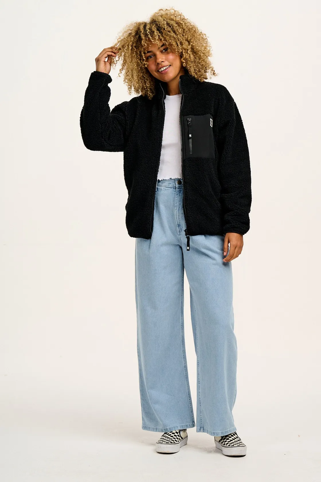 Lucy & Yak Harper - Borg Fleece Jacket in Black Outlet