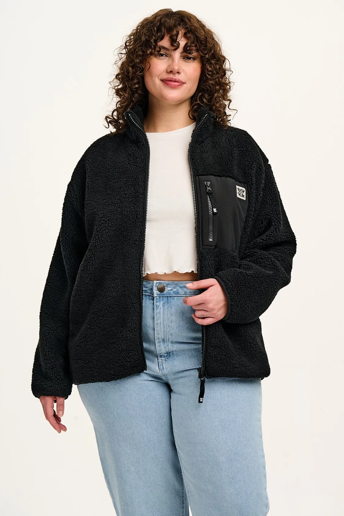 Lucy & Yak Harper - Borg Fleece Jacket in Black Outlet