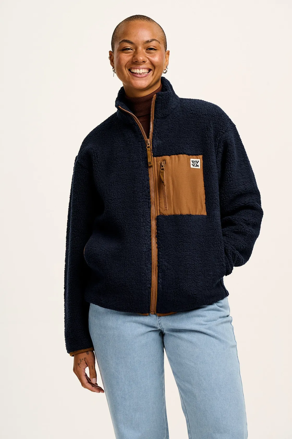 Lucy & Yak Harper - Borg Fleece Jacket in Varsity Blue Clearance