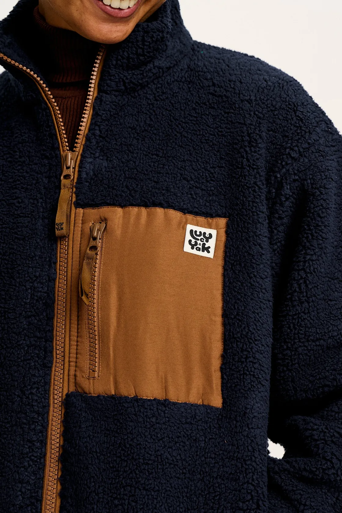 Lucy & Yak Harper - Borg Fleece Jacket in Varsity Blue Clearance
