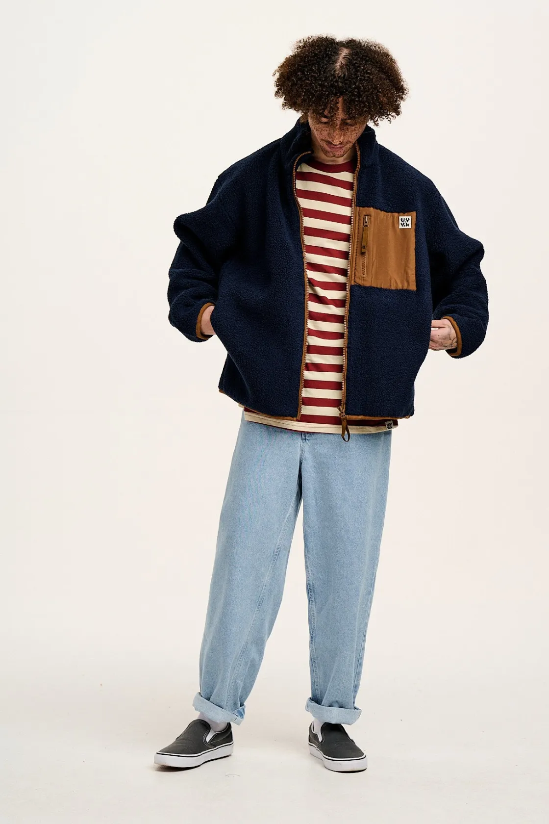 Lucy & Yak Harper - Borg Fleece Jacket in Varsity Blue Clearance