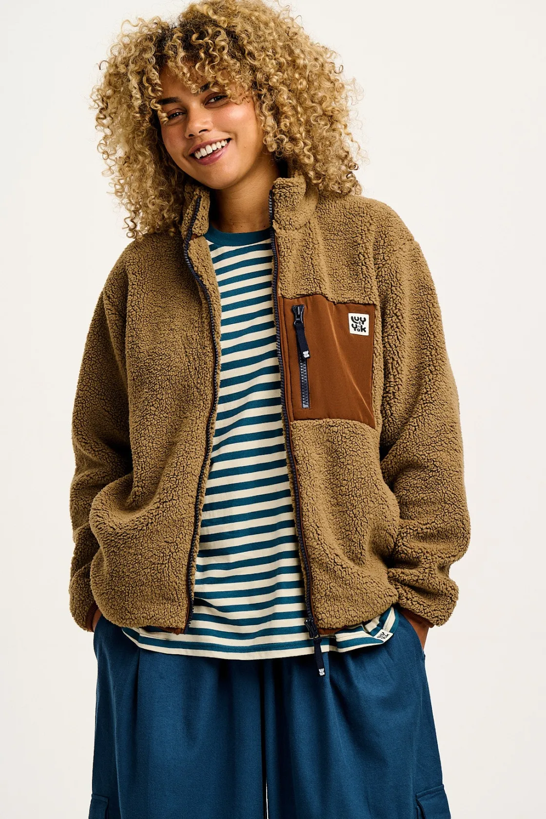 Lucy & Yak Harper - Borg Fleece Jacket in Mocha Chocca Latte Brown Sale