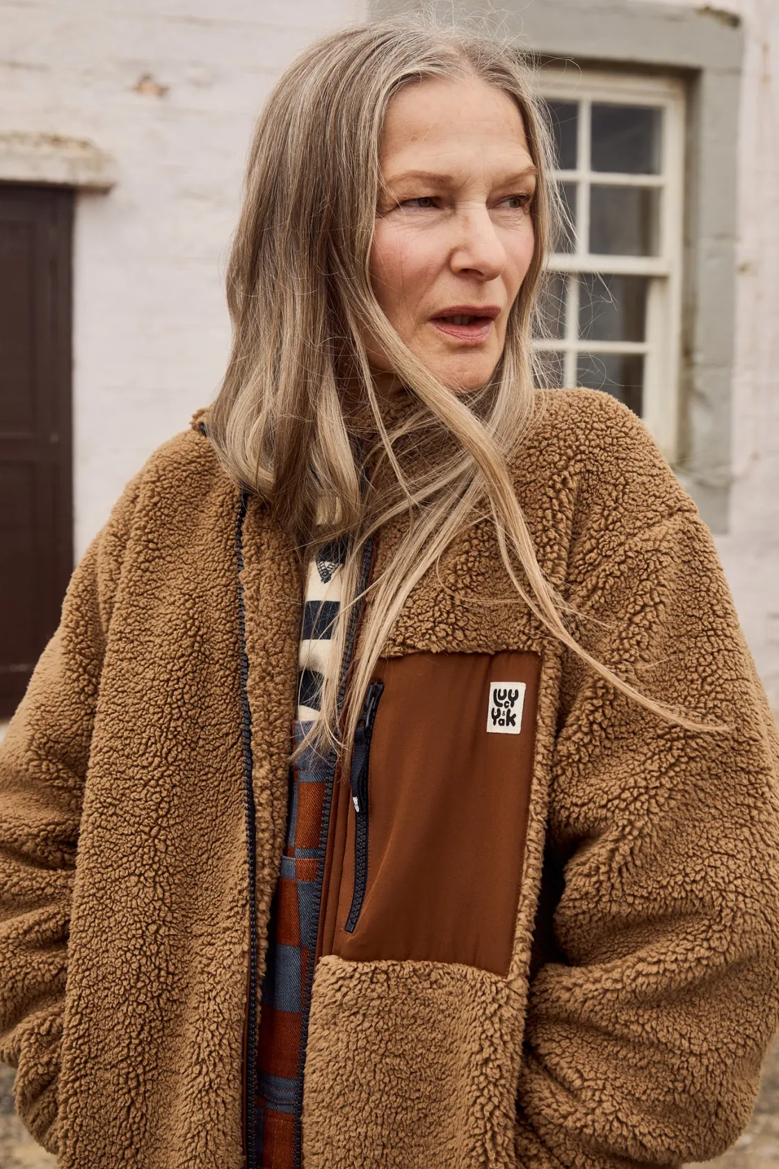 Lucy & Yak Harper - Borg Fleece Jacket in Mocha Chocca Latte Brown Sale