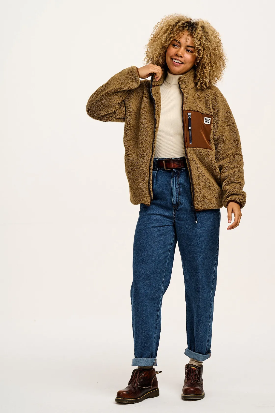 Lucy & Yak Harper - Borg Fleece Jacket in Mocha Chocca Latte Brown Sale