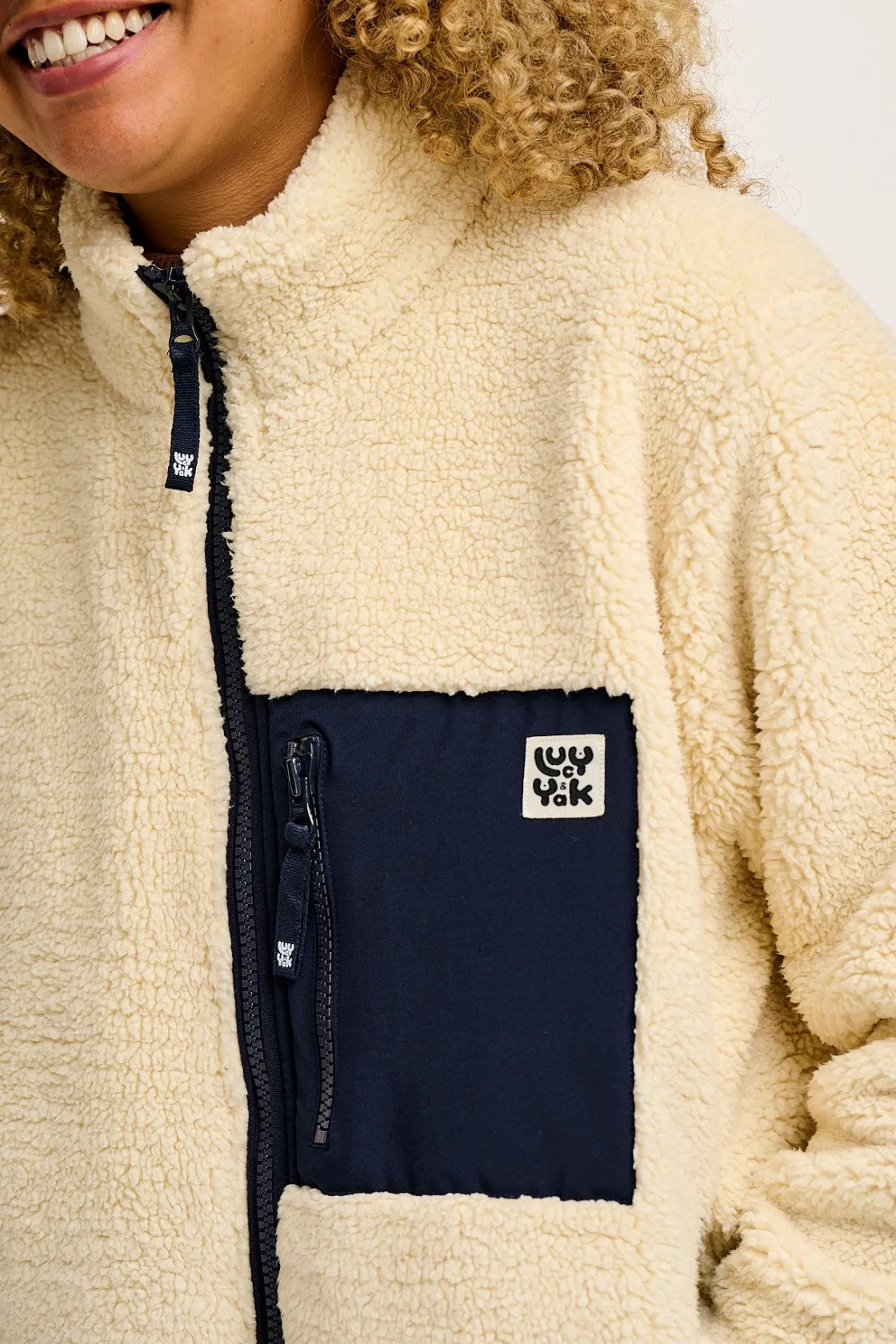 Lucy & Yak Harper - Borg Fleece Jacket in Cream Best