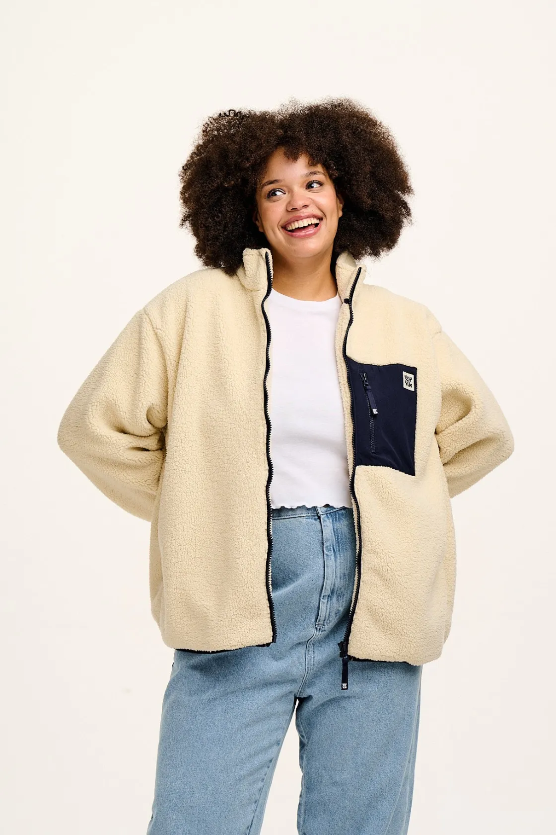 Lucy & Yak Harper - Borg Fleece Jacket in Cream Best