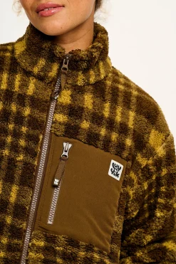 Lucy & Yak Harper - Borg Fleece Jacket in Brown Cher Check Clearance