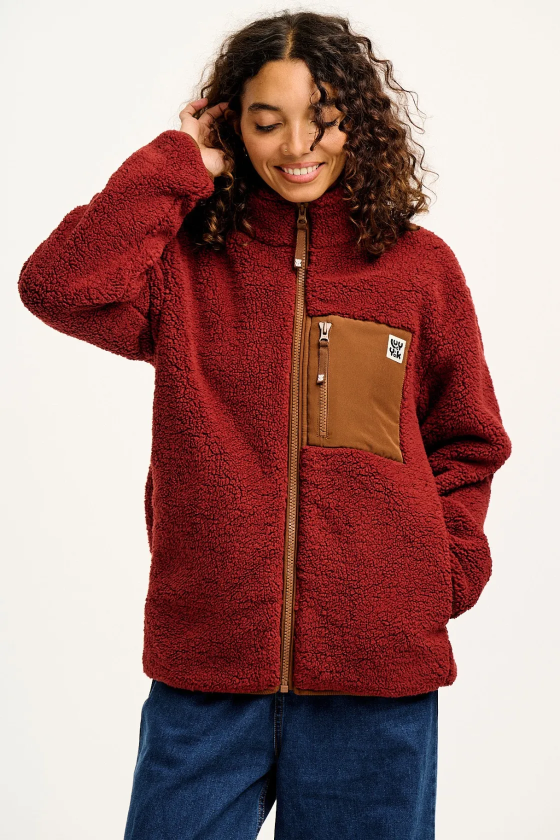 Lucy & Yak Harper - Borg Fleece Jacket in Jasper Red Fashion