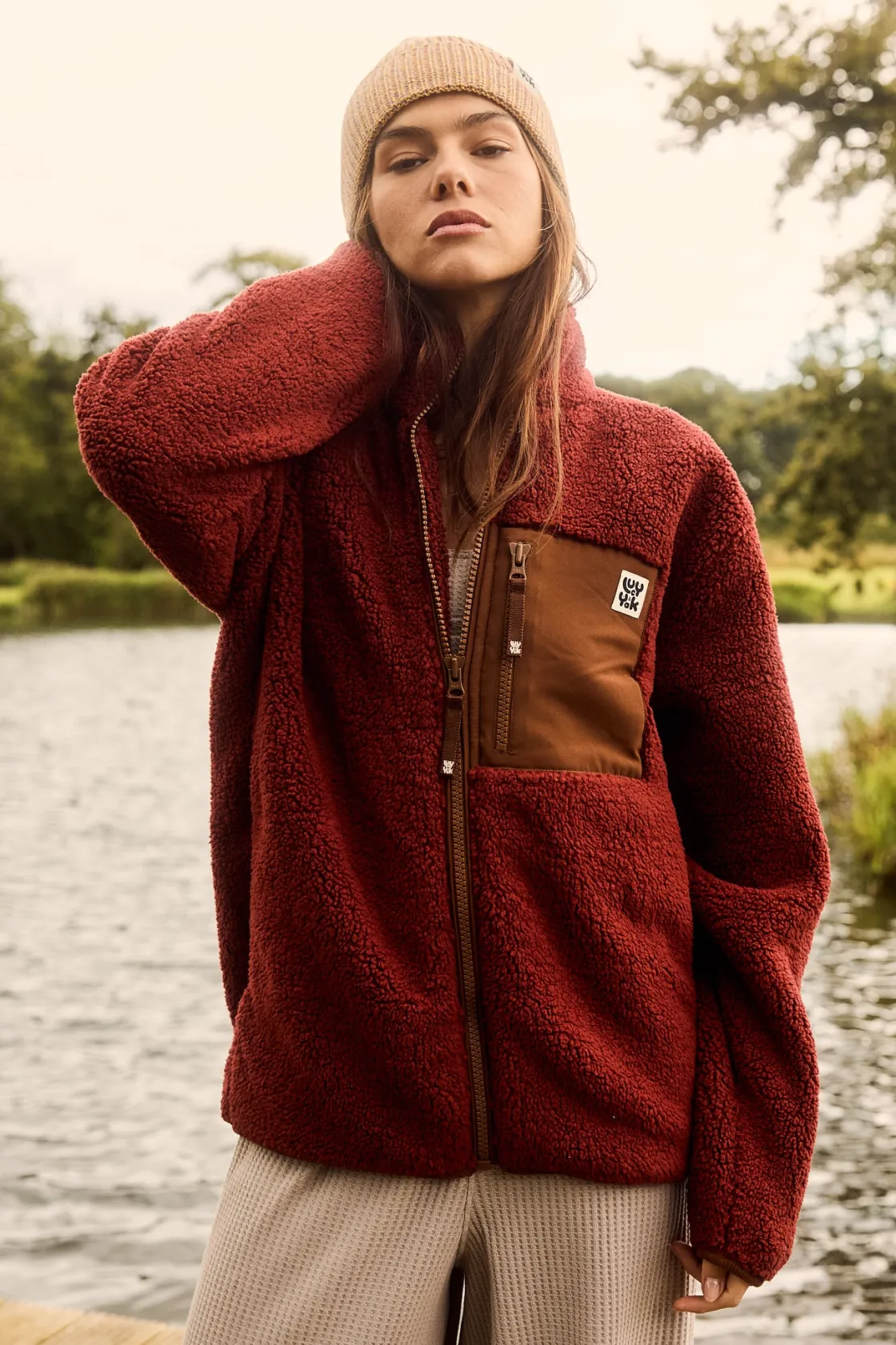 Lucy & Yak Harper - Borg Fleece Jacket in Jasper Red Fashion