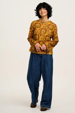 Lucy & Yak Hermione - Fluted Cotton Top in Cass Floral Clearance