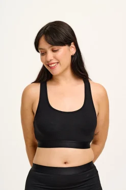 Lucy & Yak Iona - Racer Back Cotton & Bamboo Crop Top in Black Fashion