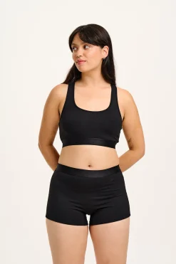 Lucy & Yak Iona - Racer Back Cotton & Bamboo Crop Top in Black Fashion