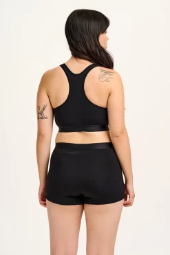 Lucy & Yak Iona - Racer Back Cotton & Bamboo Crop Top in Black Fashion