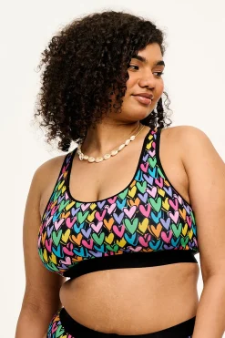 Lucy & Yak Iona - Racer Back Cotton & Bamboo Crop Top in Summer Lovin' Print Outlet