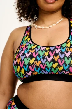 Lucy & Yak Iona - Racer Back Cotton & Bamboo Crop Top in Summer Lovin' Print Outlet