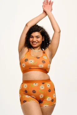 Lucy & Yak Iona - Racer Back Cotton & Bamboo Crop Top in Veronica Print New
