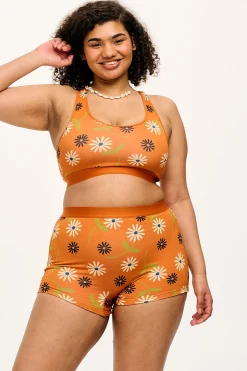 Lucy & Yak Iona - Racer Back Cotton & Bamboo Crop Top in Veronica Print New