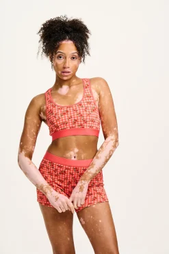 Lucy & Yak Iona - Racer Back Cotton & Bamboo Crop Top in Pink Check Rosalind Print Best