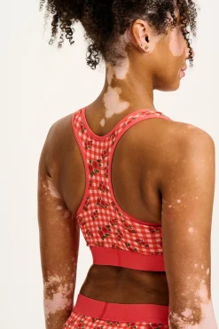 Lucy & Yak Iona - Racer Back Cotton & Bamboo Crop Top in Pink Check Rosalind Print Best
