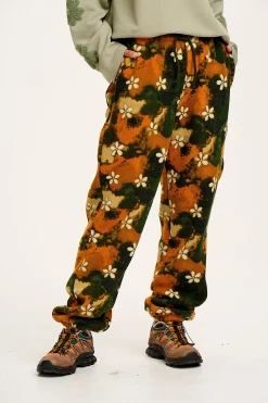 Lucy & Yak Jamie - Polar Fleece Joggers in Green Daisy Lu Print Fashion