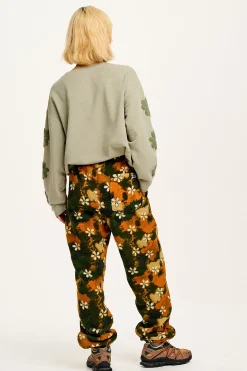 Lucy & Yak Jamie - Polar Fleece Joggers in Green Daisy Lu Print Fashion