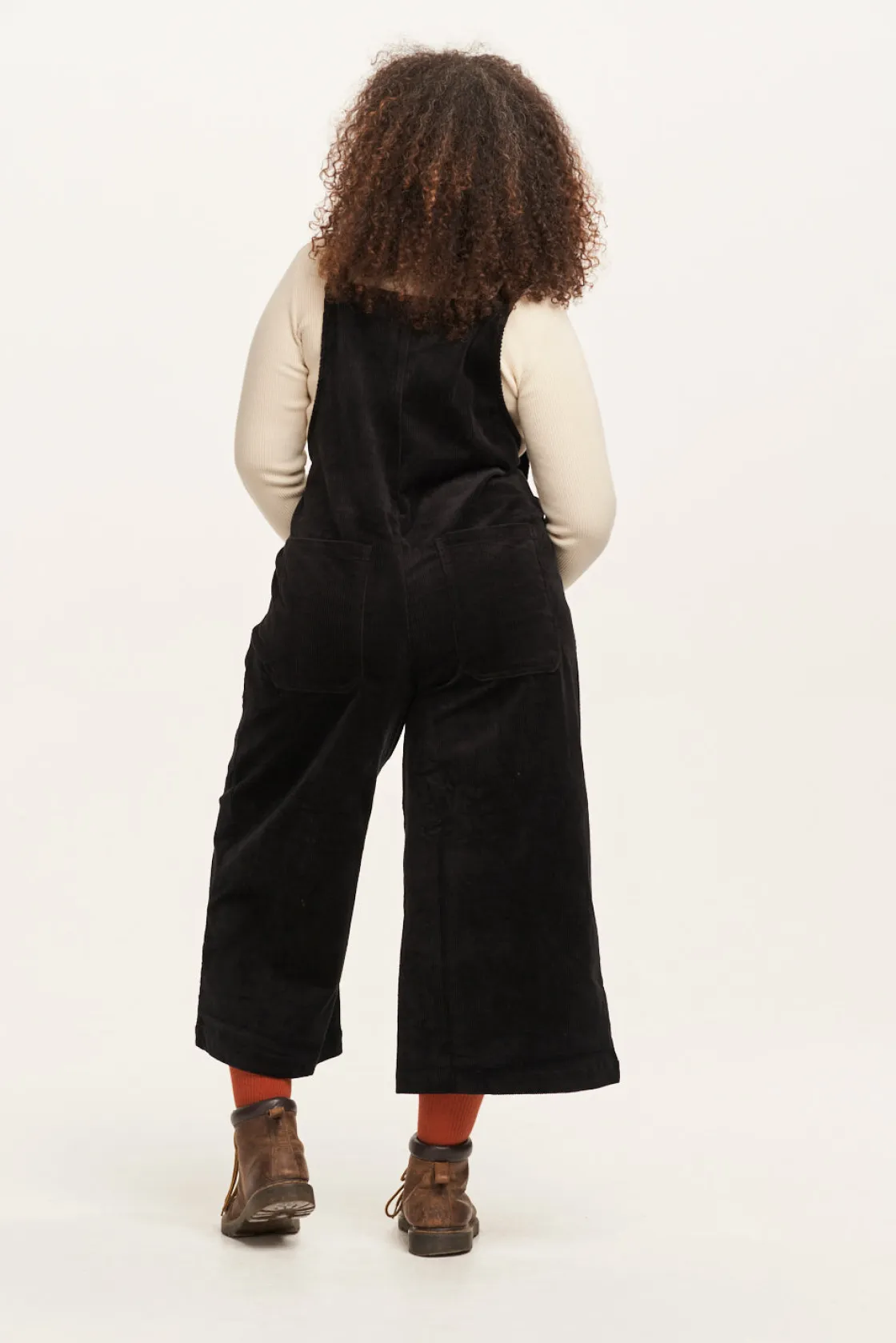 Lucy & Yak Jenny - Wide Leg Corduroy Dungarees in Black Sale