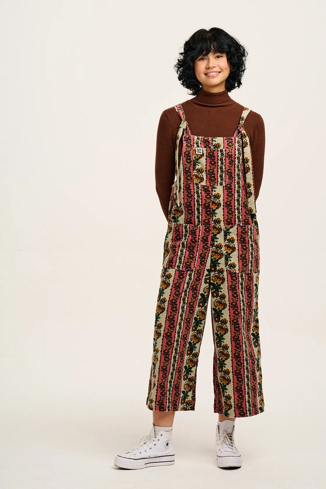Lucy & Yak Jenny - Wide Leg Corduroy Dungarees in Betsy Floral Print Sale
