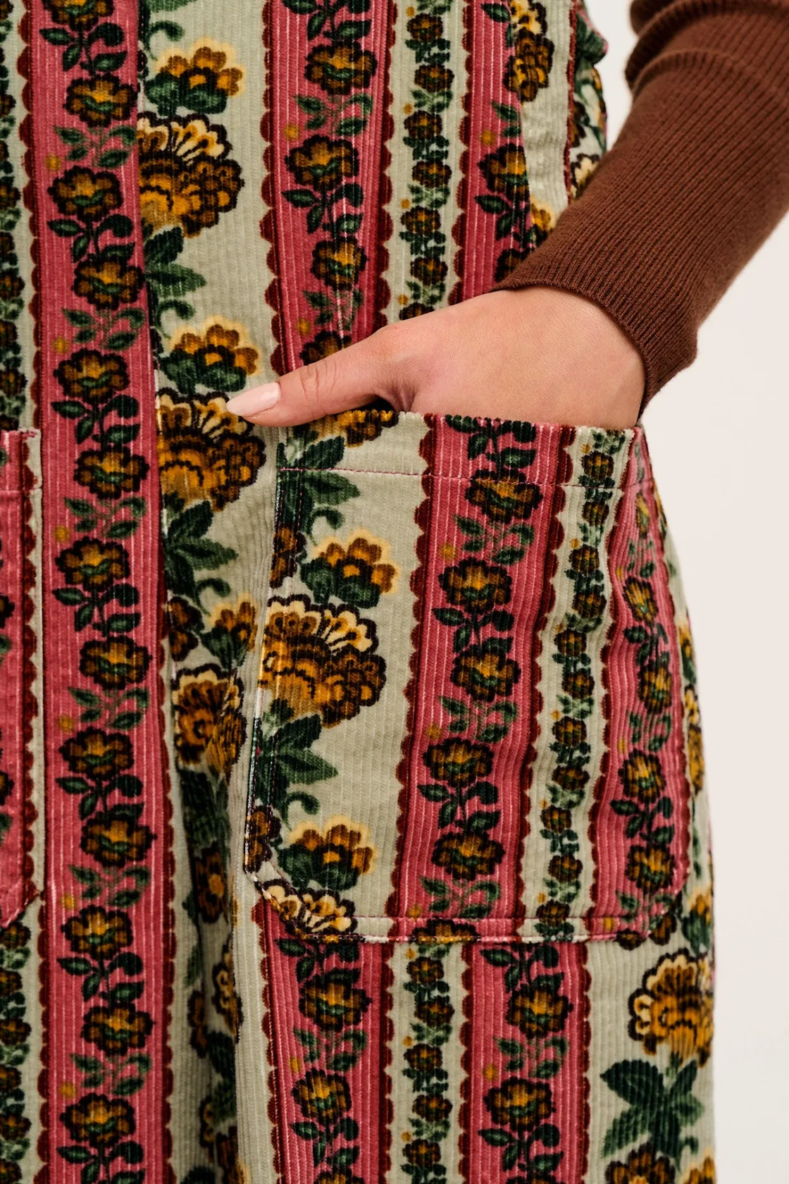 Lucy & Yak Jenny - Wide Leg Corduroy Dungarees in Betsy Floral Print Sale