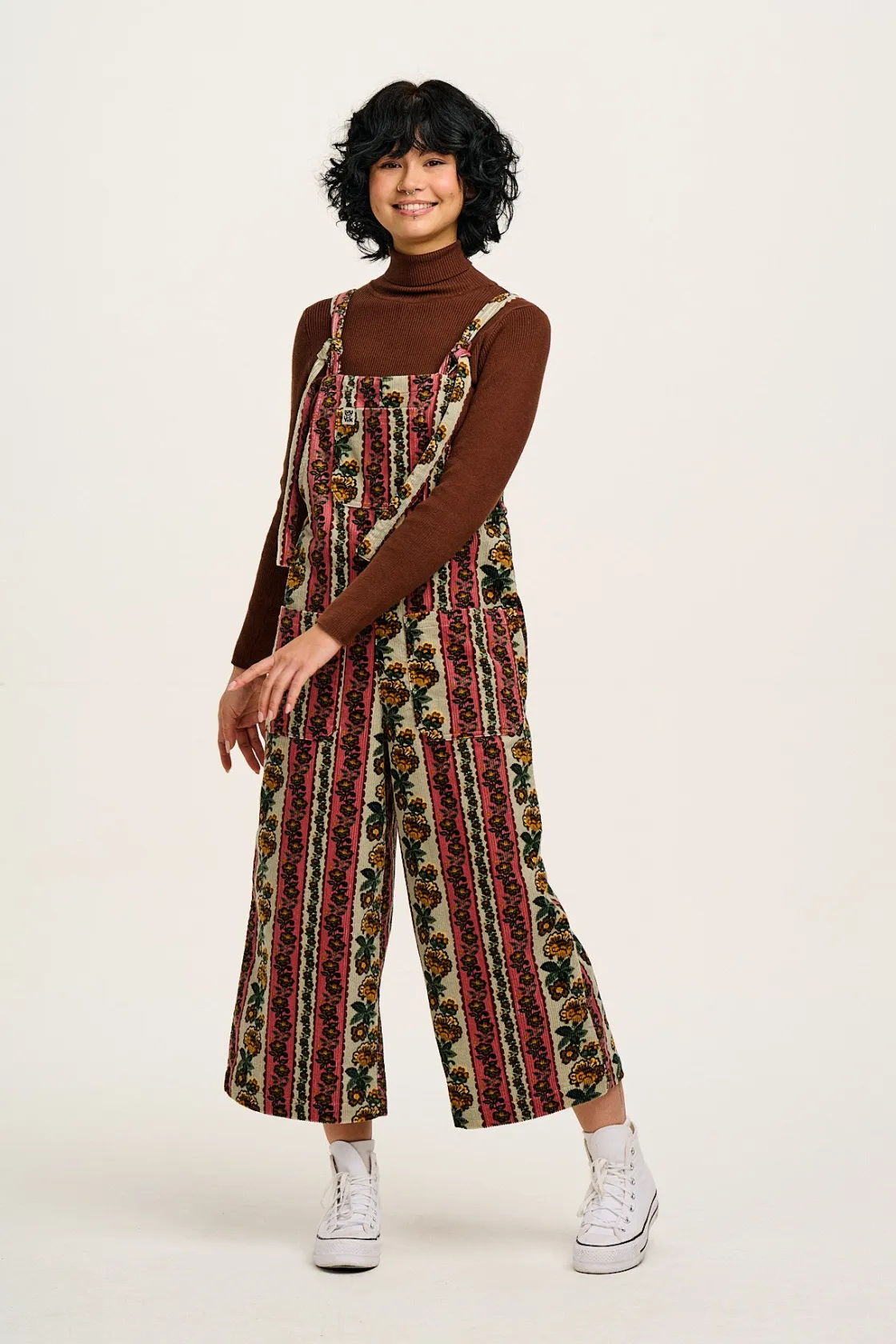 Lucy & Yak Jenny - Wide Leg Corduroy Dungarees in Betsy Floral Print Sale