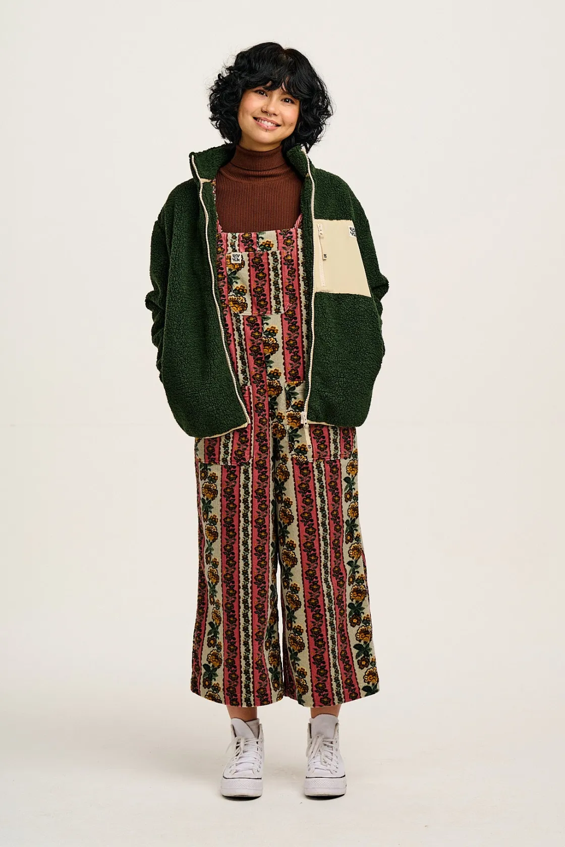 Lucy & Yak Jenny - Wide Leg Corduroy Dungarees in Betsy Floral Print Sale