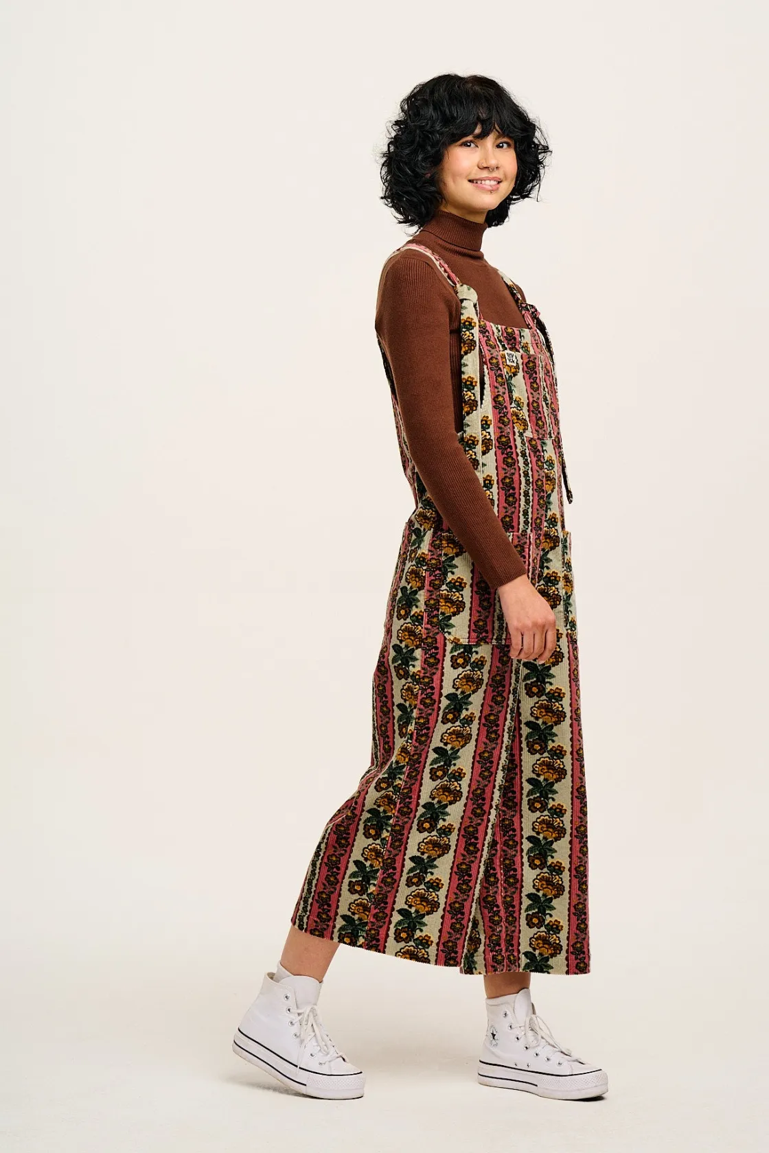 Lucy & Yak Jenny - Wide Leg Corduroy Dungarees in Betsy Floral Print Sale