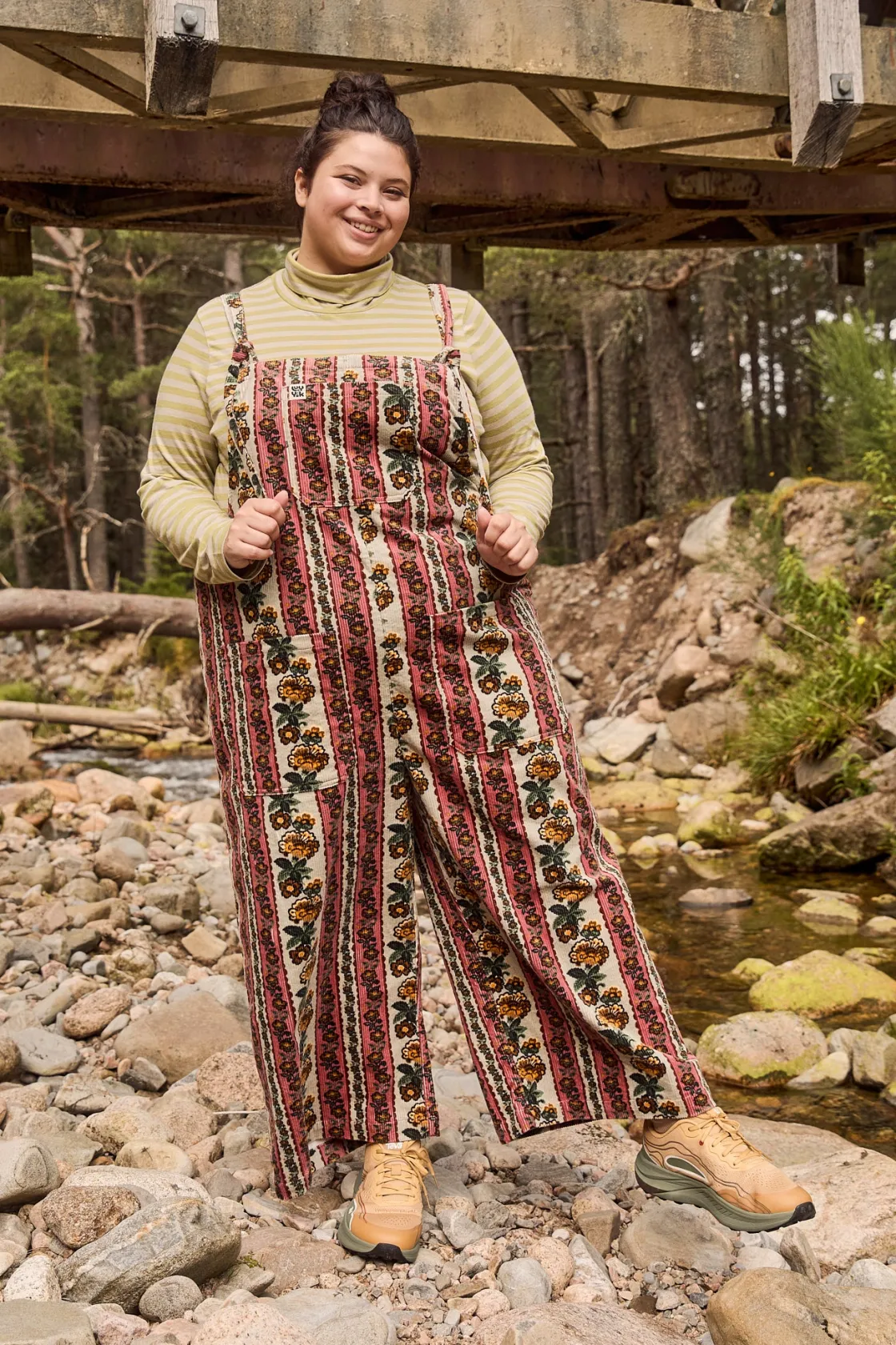 Lucy & Yak Jenny - Wide Leg Corduroy Dungarees in Betsy Floral Print Sale