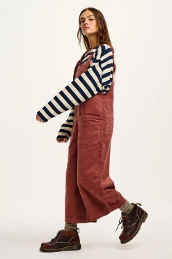 Lucy & Yak Jenny - Wide Leg Corduroy Dungarees Ash Pink Discount