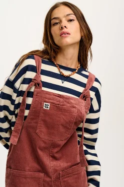 Lucy & Yak Jenny - Wide Leg Corduroy Dungarees Ash Pink Discount
