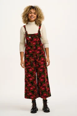 Lucy & Yak Jenny - Wide Leg Corduroy Dungarees in Rosetta Print New