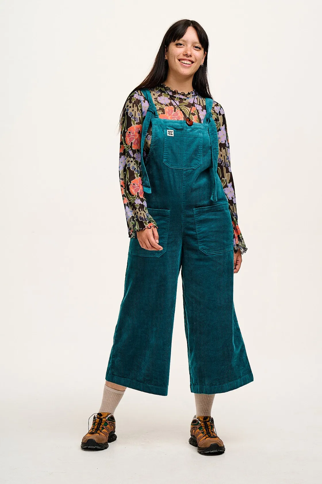 Lucy & Yak Jenny - Wide Leg Corduroy Dungarees in Teal Fashion