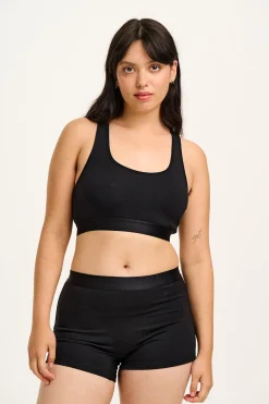 Lucy & Yak Joey - Cotton & Bamboo Boxer Shorts in Black Sale