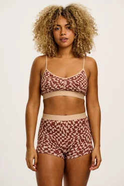 Lucy & Yak Joey - Cotton & Bamboo Boxer Shorts in Amara Grid Print Hot