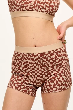 Lucy & Yak Joey - Cotton & Bamboo Boxer Shorts in Amara Grid Print Hot