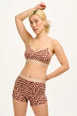 Lucy & Yak Joey - Cotton & Bamboo Boxer Shorts in Amara Grid Print Hot